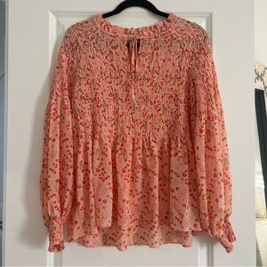 Pink floral sheer top